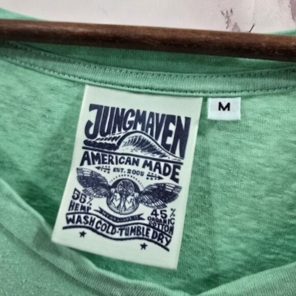 Jungmaven T Shirt Mens Medium Green Hemp Tee Short Sleeve V Neck Organic - Picture 3 of 9